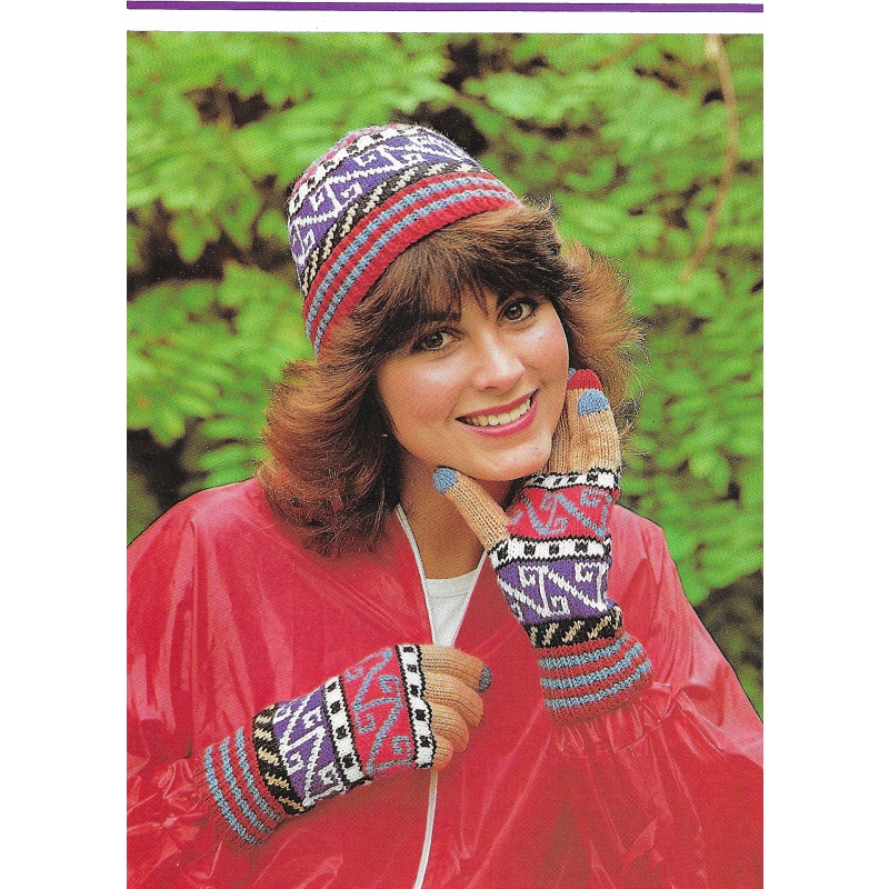 Colourful Cap & Gloves Knitting Pattern