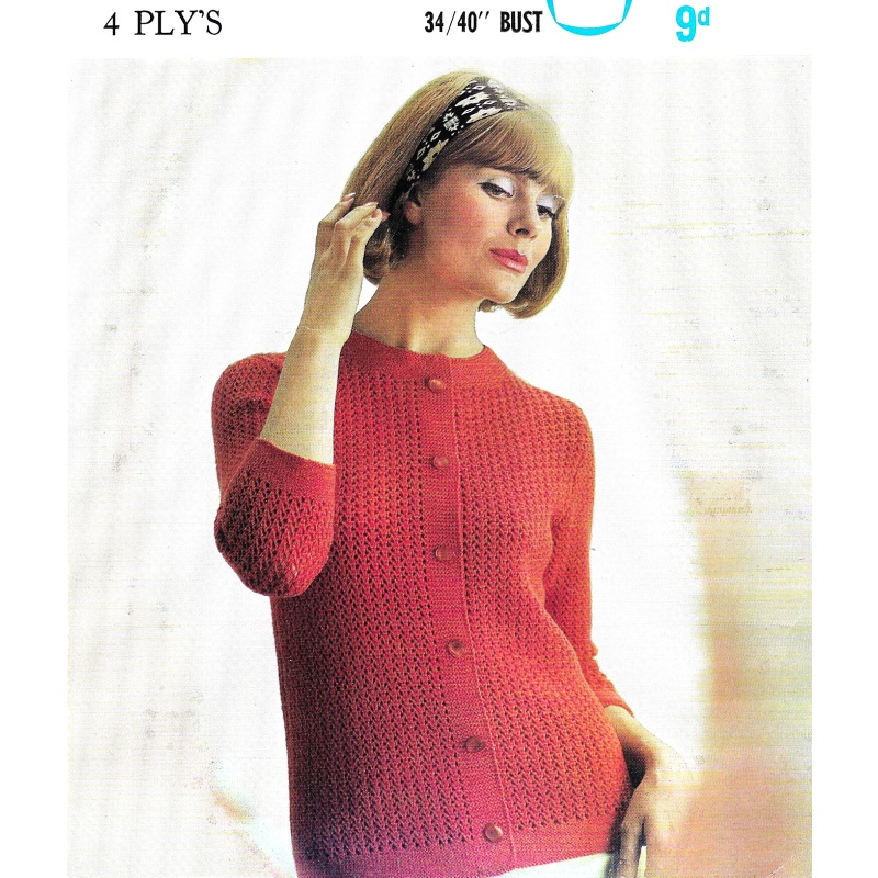 Lady's Crochet Stich Cardigan Knitting Pattern