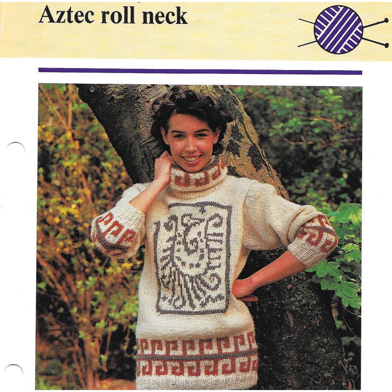 Aztec Roll Neck knitting Pattern