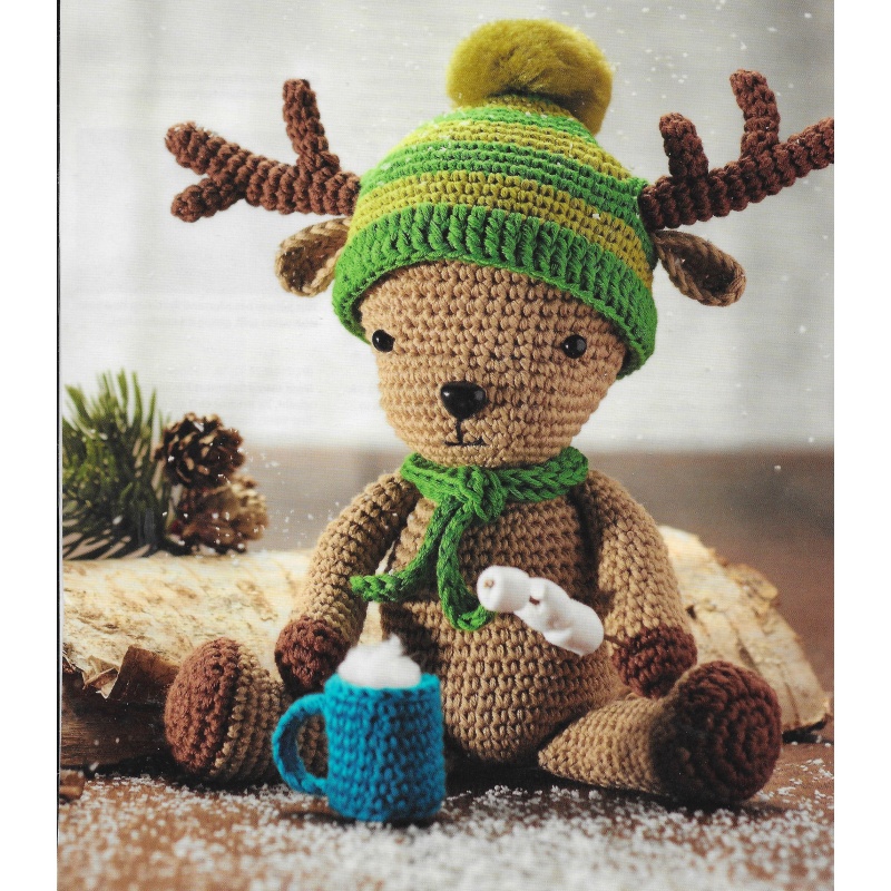 Reindeer Dasher with cup of Hot Chocolate Toy  Crochet Pattern