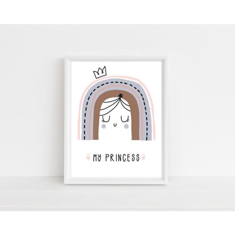 Nursery décor, framed prints, princess, rainbow, my princess rainbow