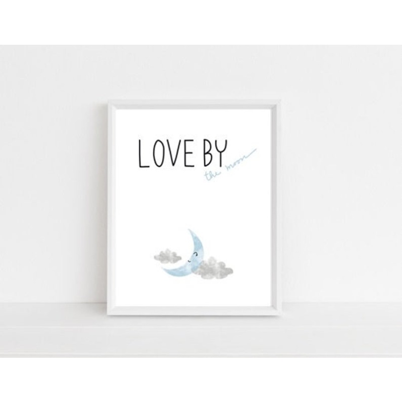 Nursery décor, framed prints, kids room, love by the moon