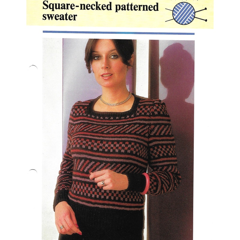 Lady's Square Necked Patterned knitting Pattern