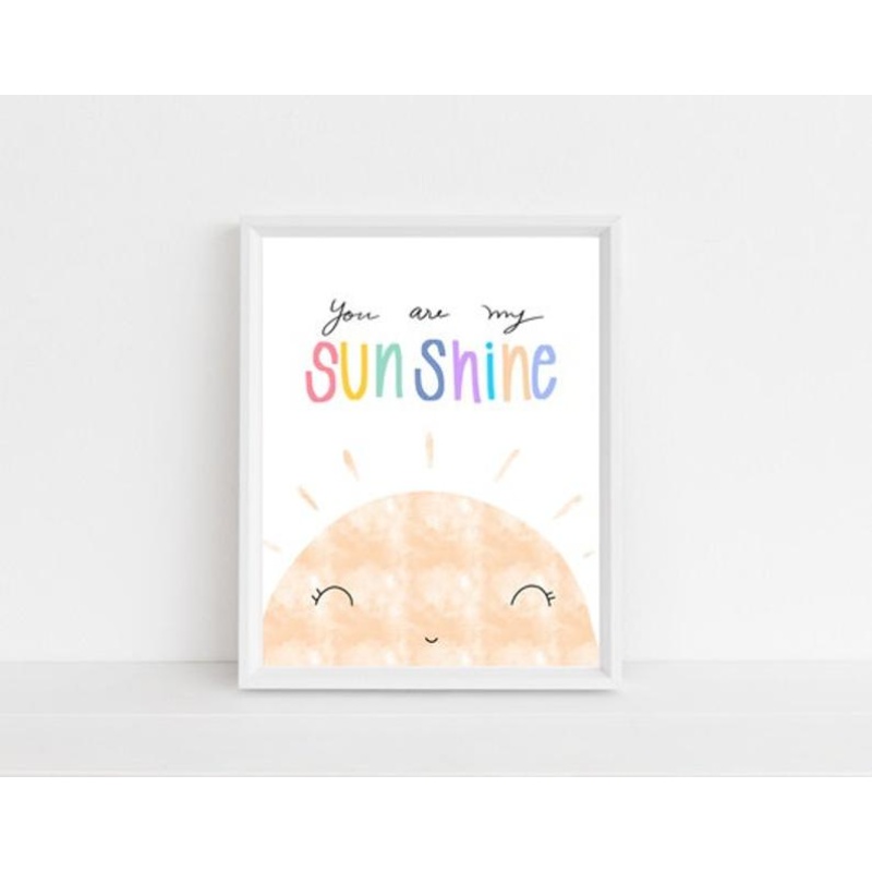 Nursery décor, kids room,framed prints, you are my sunshine