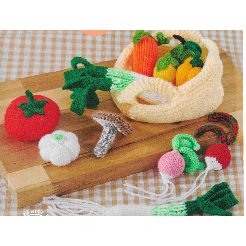 Fruit & Veg Basket Knitting Pattern toy / display