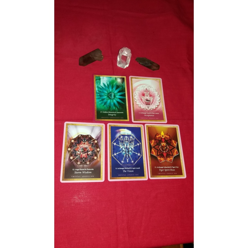 Crystal Mandalas Oracle Cards. Reading with FIVE CARDS. ONE QUESTION