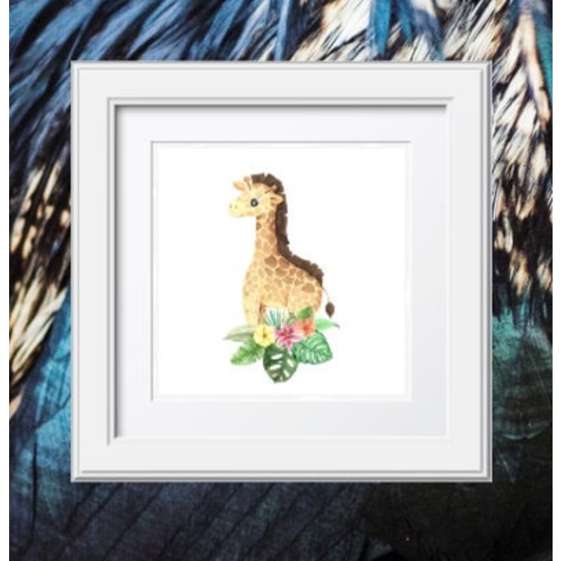 nursery decor, kids room, framed prints, Giraffe, animal prints