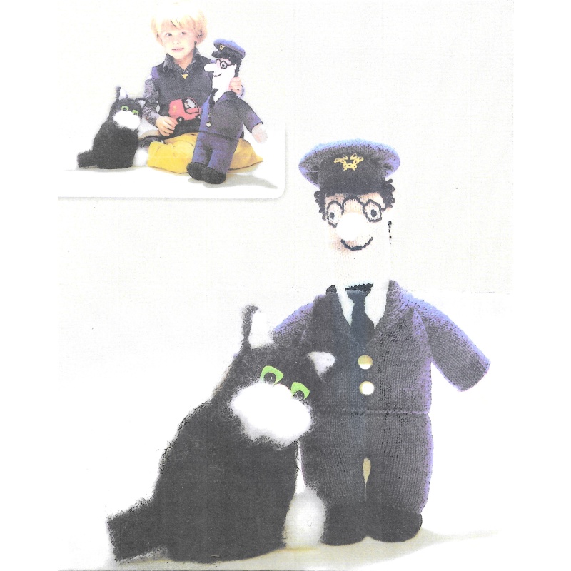 Postman Pat and Cat Knitting Pattern Toy