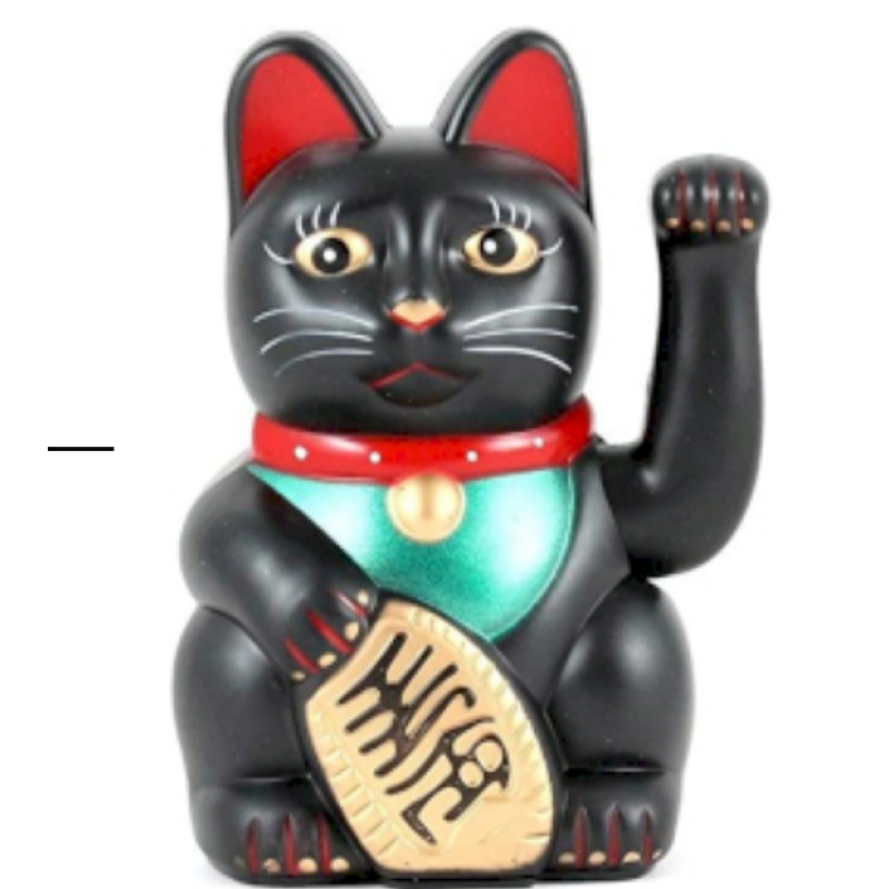 Chinese Lucky Waving Cats - Black Money Cat