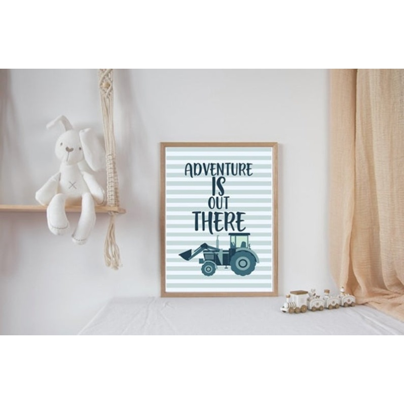 Nursery decor, kids room, framed prints, tractor, Adventure