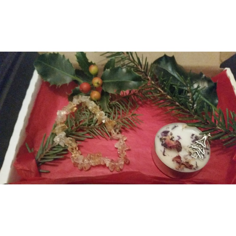 Yule Box for Citrine bracelet and Yule Blessings, Harmony & Peace