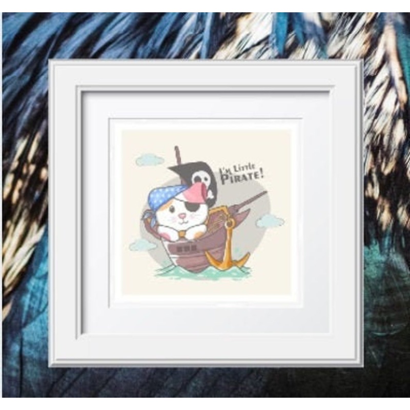 nursery decor, kids room, framed prints, Kitten, pirate, cute