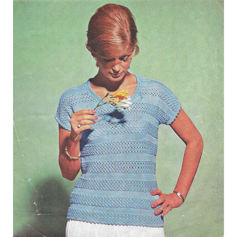 Vintage Knitting pattern Cap Sleeve Jumper