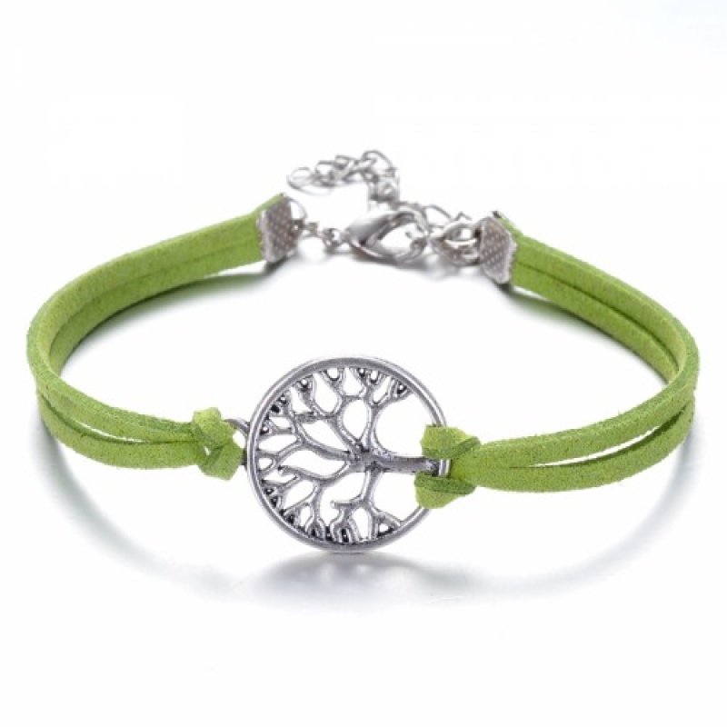 Tree of Life Green & Silver Bracelet