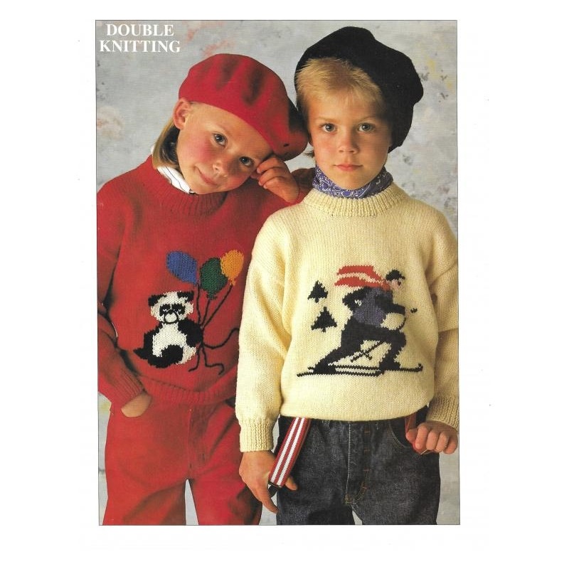 Children Sweaters Double Knitting Skier & Panda designs