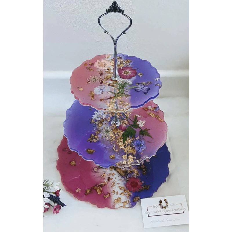 3 Tier Handmade resin floral cake stand