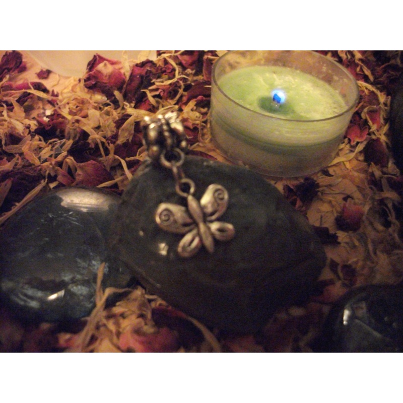 Blessed Butterfly Charm with Magickal Candle for Forgiveness & Freedom