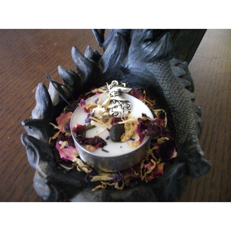 Blessed Witch Charm with Magickal Candle to Give You Strength