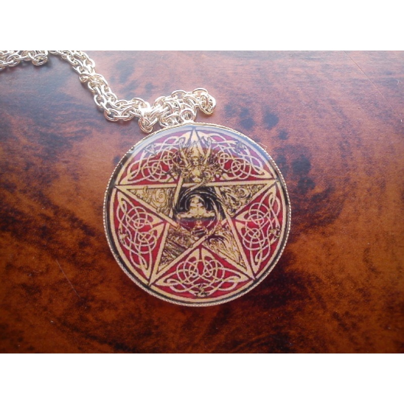 Yin Yang in Pentacle pendant. For protection, charm, Amulet wiccan, magical