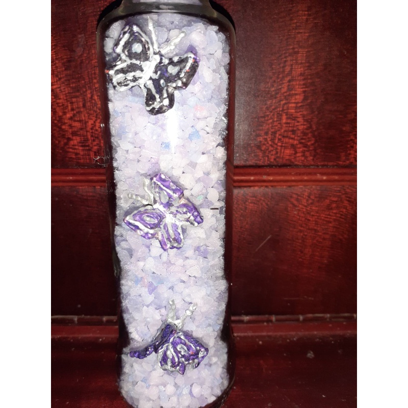 Lavender Aromatherapy Bath Salts - Handmade Spa Gift with clay Butterflies and Pure Essential Oi