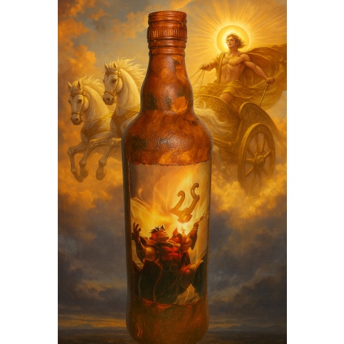 Apollo, Olympian God of Light & Prophecy. Handmade Decorated Bottle . Witchy Altar Tool