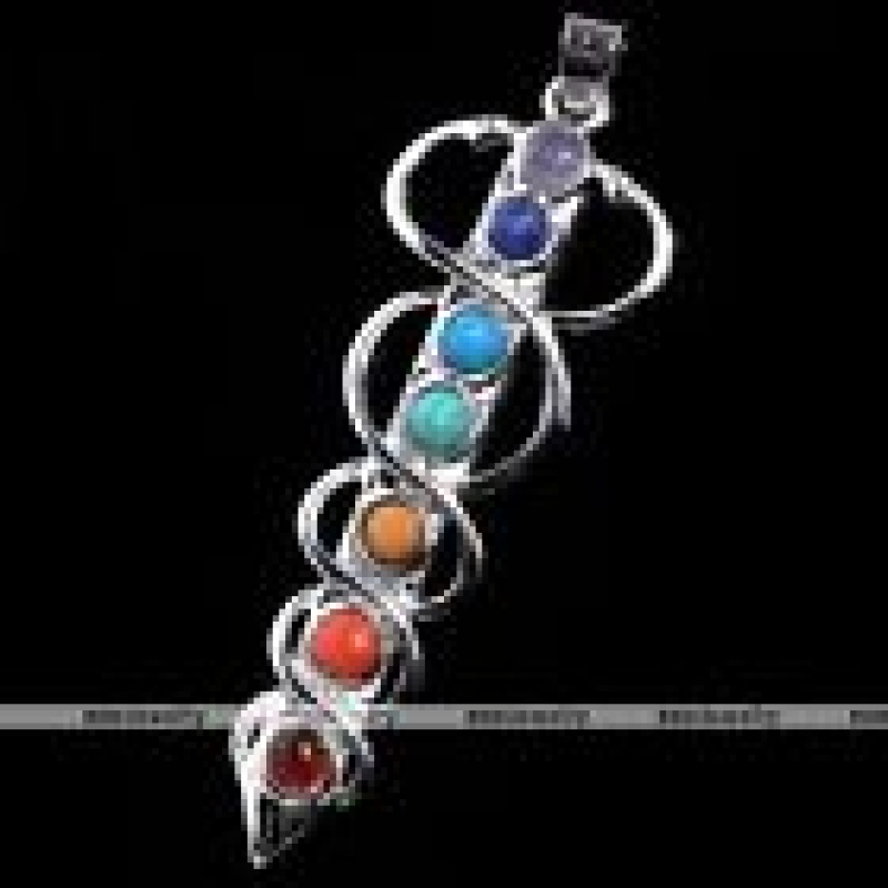 Chakra Silver Tone Sword Healing Point Pendant Reiki