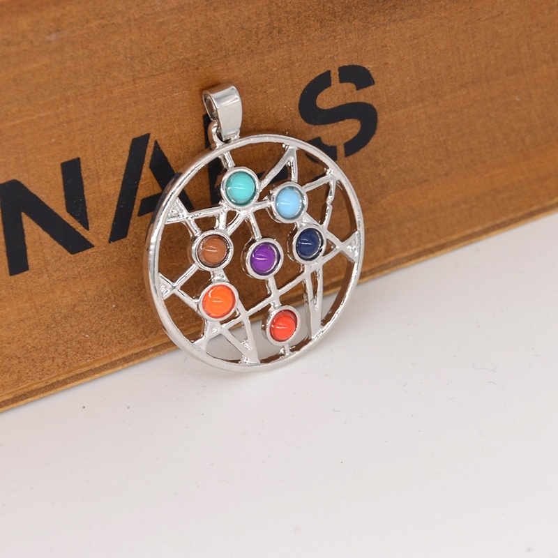 Chakra Silver Tone Constellation Pendant Reiki