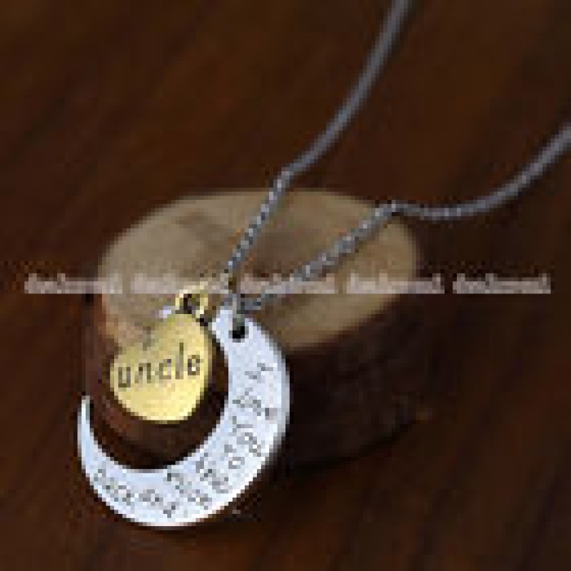 Uncle Silver & Gold Tone chain necklace pendants Moon pendant