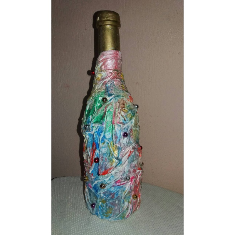 Swan Love Decoupage bottle. Decorated handmade Bottle. Hand painted. Witchy Altar tool