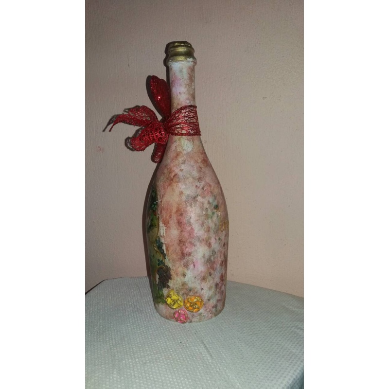 Be My Valentine (Lovely Valentine's Day) decoupage bottle. Decorated bottle handmade. Hand painted. Altar tool