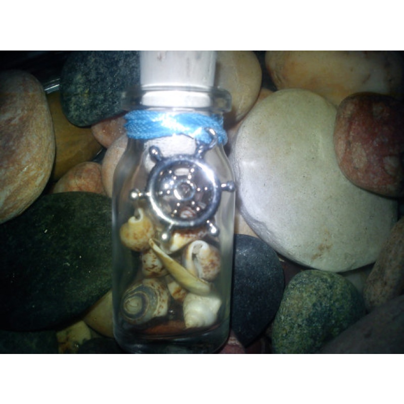 Bottle Full of Sea Shells,Greek beach,memories charm gifts seashore pendant necklace travel feel sea's vibrations