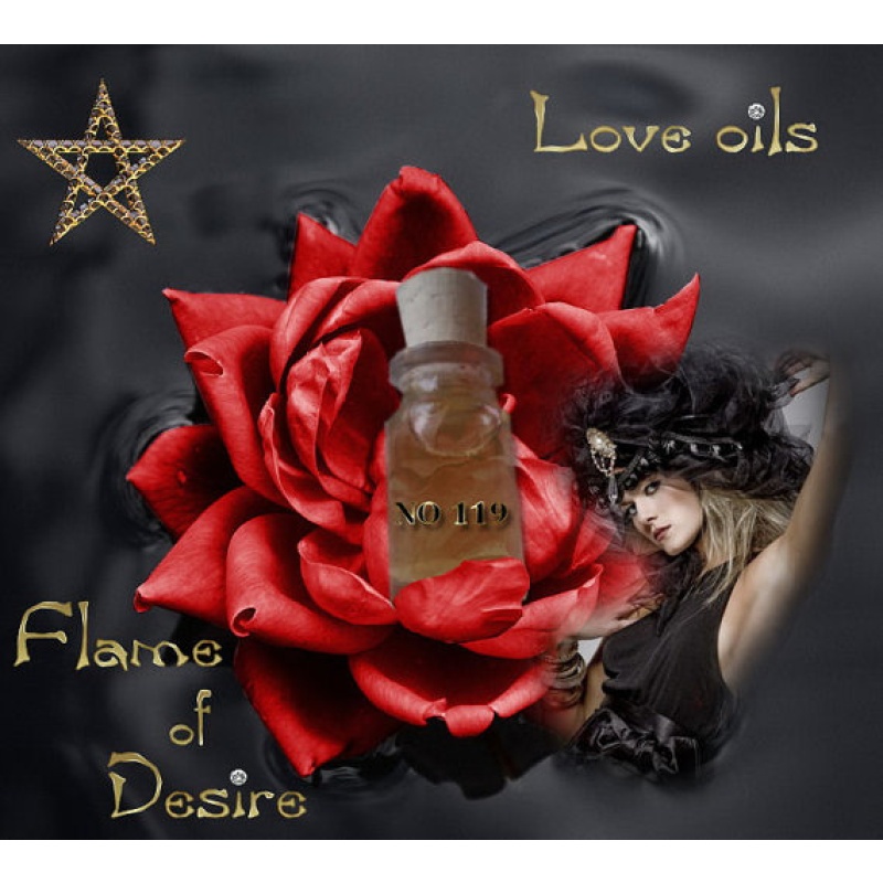 No 119 Flame of Desire oil. Ancient magic, pagan, wiccan, healthy relationships, magical charm, Hoodoo, Voodoo, Witchcraft, witch, Sex