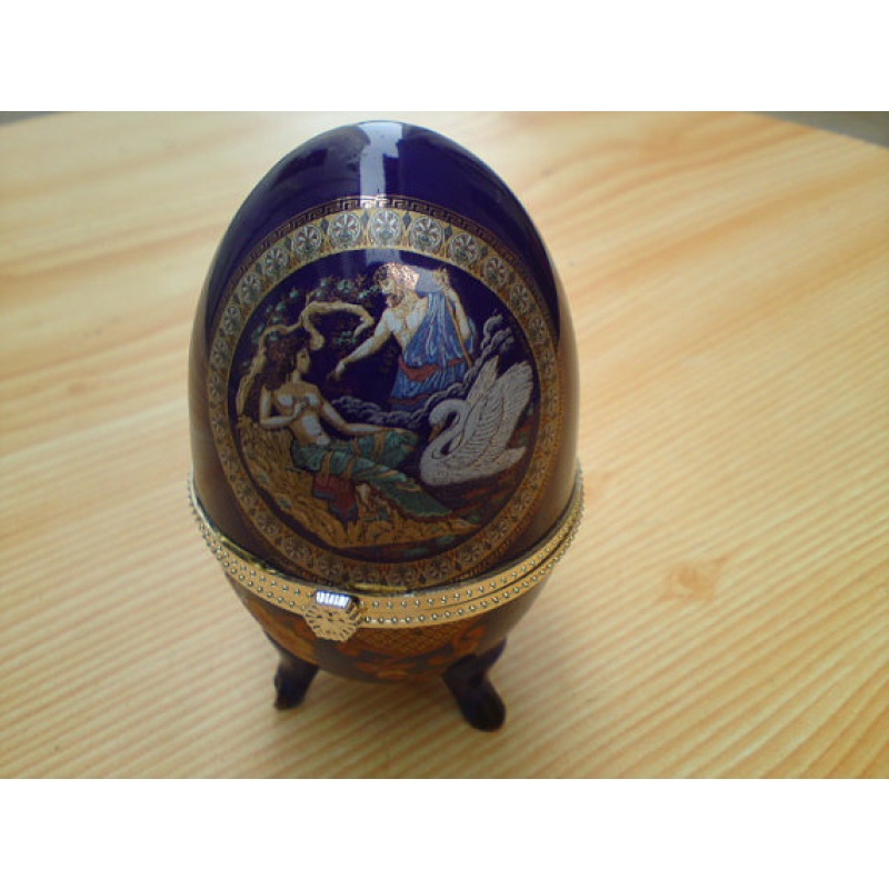 Love of Swan Homemade Solid Perfume in Blue Fabergé Egg Figure Porcelain Trinket Box: A Fragrant Ode to Love and Transformation