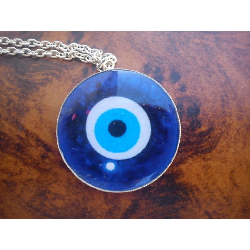 Evil Eye Bead pendant . Iris Cobalt Blue. Greek Amulet Evil Eye for protection and good luck.