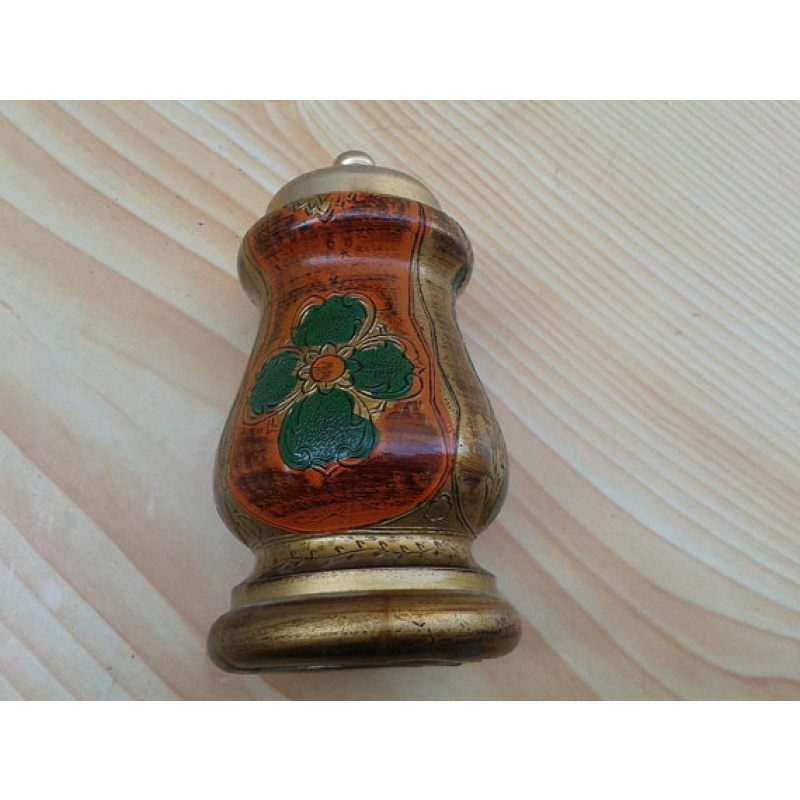 Vintage Antique prototype saltshaker or Pepper shaker with four-leaf clover hand paint. Collectible antique item from the 1960s