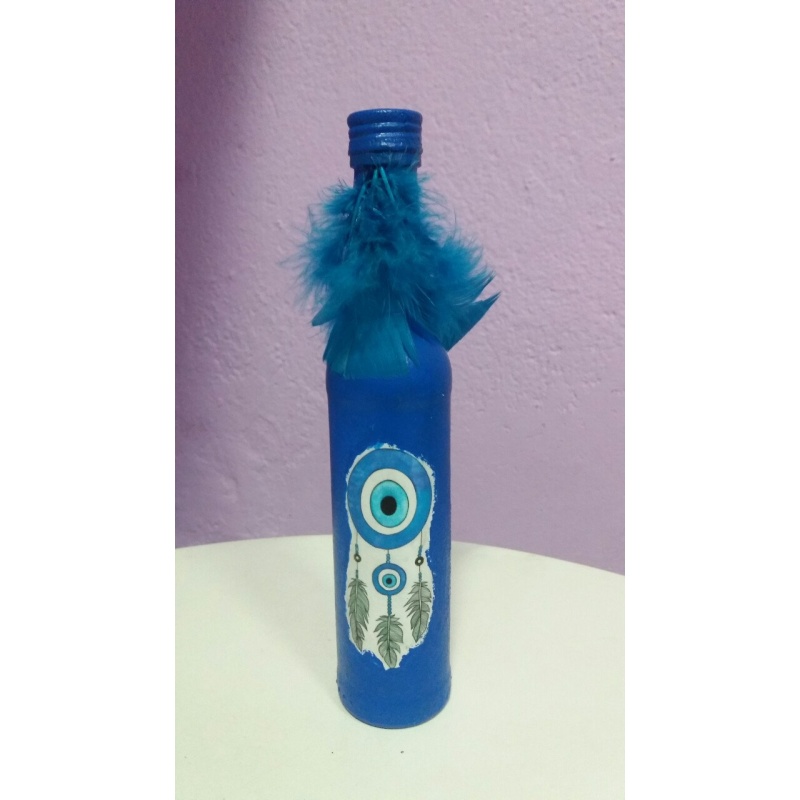 Dream catcher decoupage bottle. Decorated bottle handmade. Hand painted decor. Witchy Altar tool