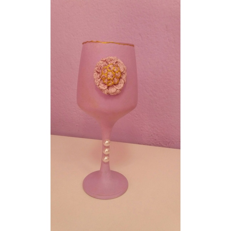 Decoupage glass. Decorated glass handmade. Hand painted decor.