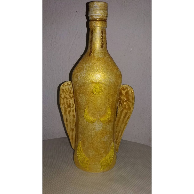 Eros & Psyche decoupage bottle. Cupid and Psyche Decorated bottle handmade. Hand painted. Witchy Altar tool