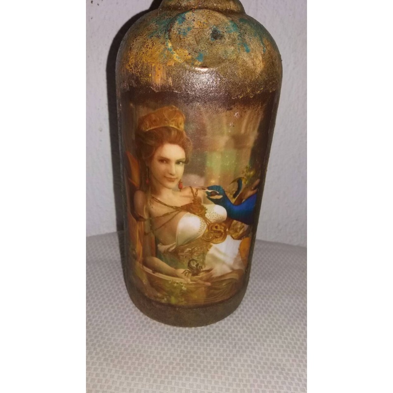 Hera Goddess of Marriage Decoupage Bottle - Embrace the Divine Essence of the Greek Goddess Hera - Handcrafted and Hand Painted Altar Tool