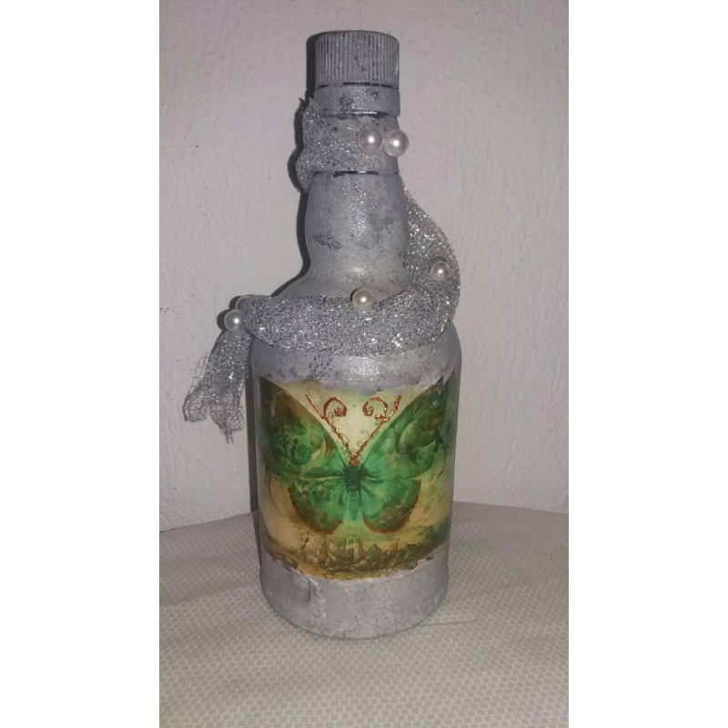 Butterfly decoupage bottle. Decorated bottle handmade. Hand painted decor. Witchy Altar tool Spirit Animal. Animal as totem