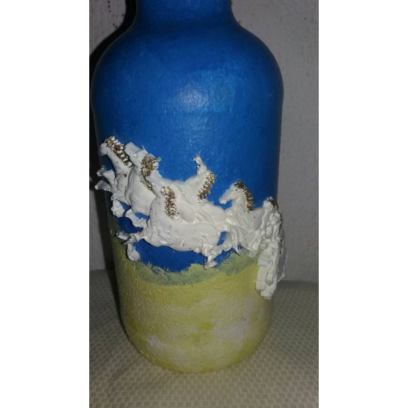 Greek God Helios decoupage bottle. Decorated bottle handmade. Hand painted decor. Witchy Altar tool