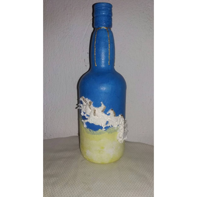 Greek God Helios decoupage bottle. Decorated bottle handmade. Hand painted decor. Witchy Altar tool