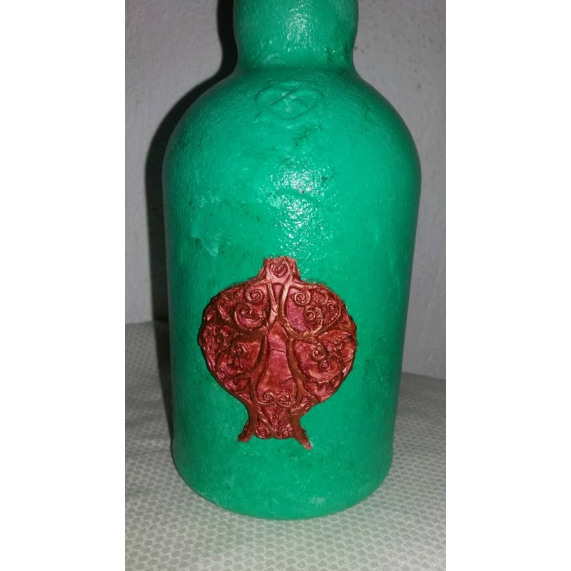 Greek Goddess Persephone decoupage bottle. Decorated bottle handmade. Hand painted decor. Witchy Altar tool