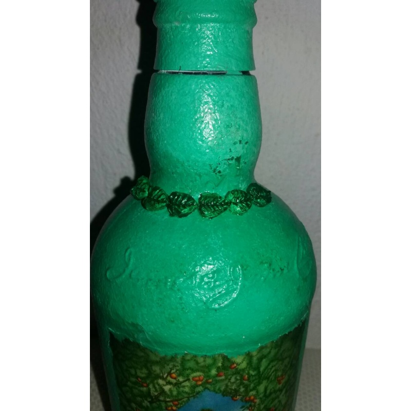 Greek Goddess Persephone decoupage bottle. Decorated bottle handmade. Hand painted decor. Witchy Altar tool