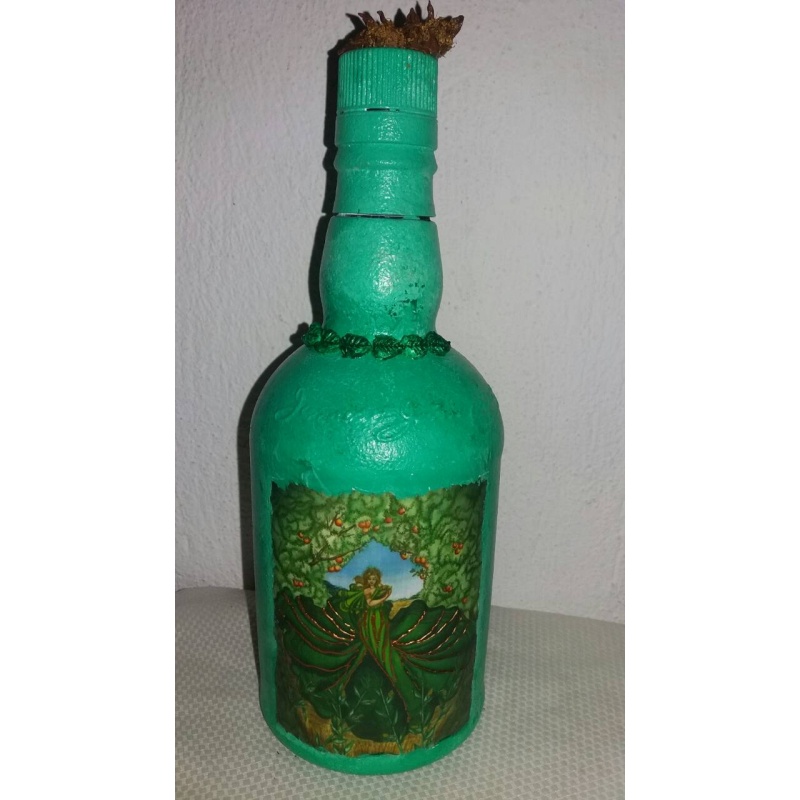 Greek Goddess Persephone decoupage bottle. Decorated bottle handmade. Hand painted decor. Witchy Altar tool