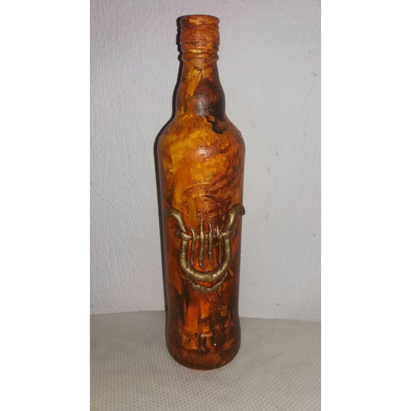 God Apollo decoupage bottle. Decorated bottle handmade. Witchy Altar tool