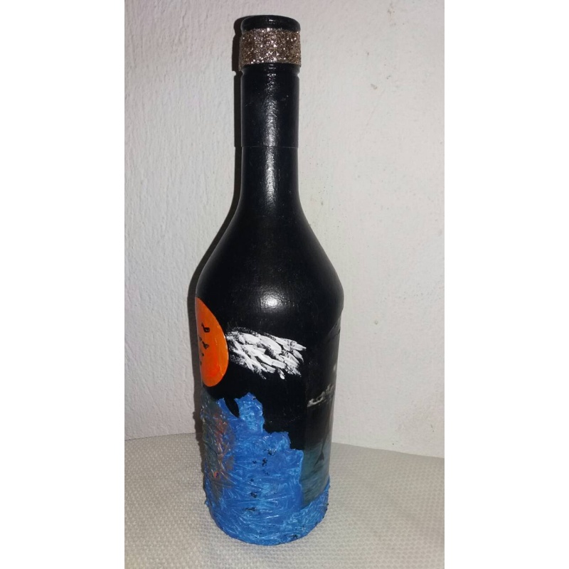 Dolphins the sea angels decoupage bottle. Decorated bottle handmade. Hand painted decor. Witchy Altar tool Spirit Animal. Animal as totem