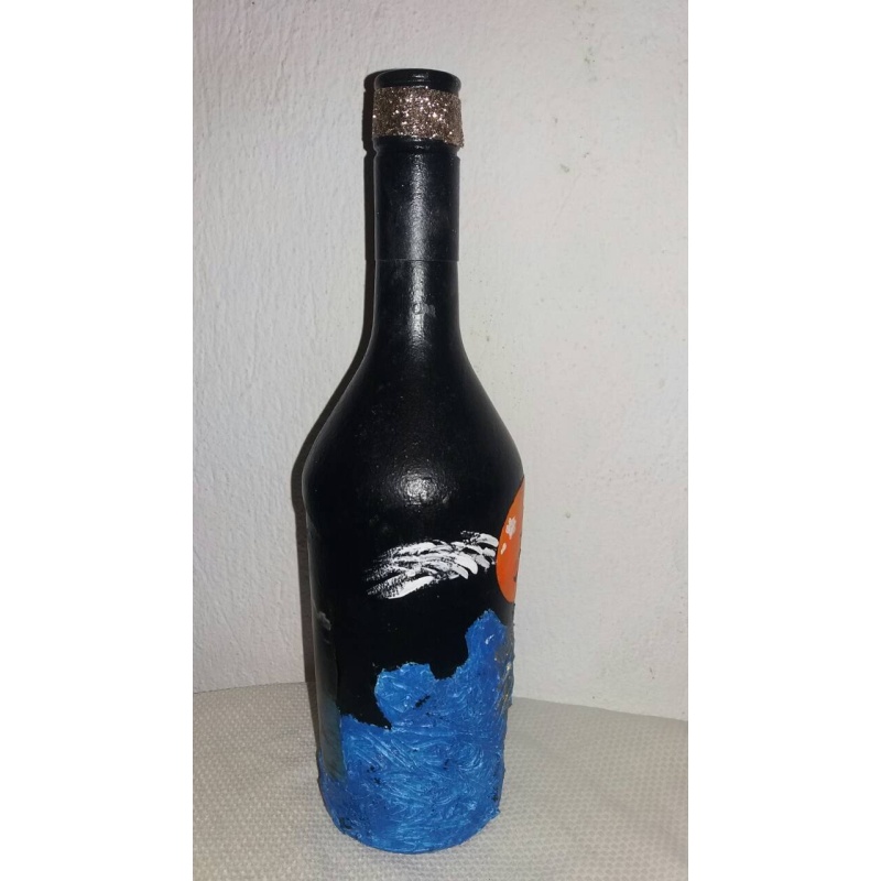 Dolphins the sea angels decoupage bottle. Decorated bottle handmade. Hand painted decor. Witchy Altar tool Spirit Animal. Animal as totem