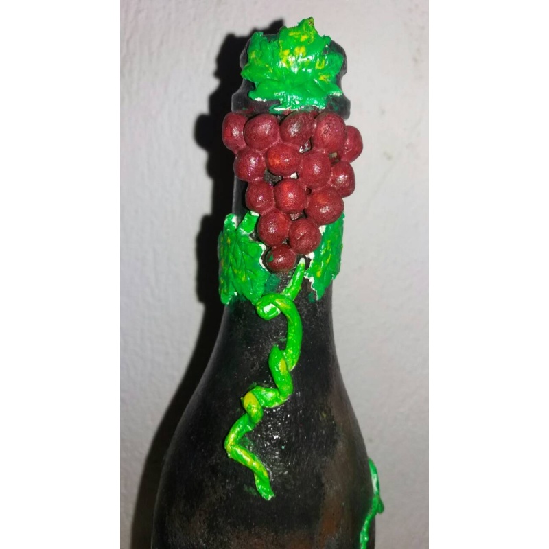 Dionysus (Bacchus) god of wine, vegetation, pleasure, festivity decoupage bottle. Decorated bottle handmade. Hand painted. Witchy Altar tool