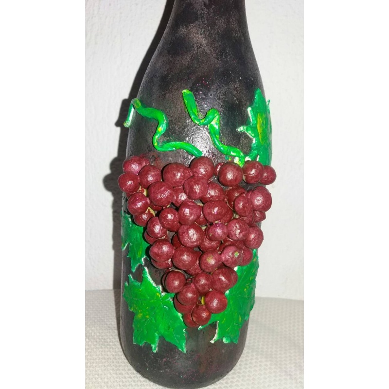 Dionysus (Bacchus) god of wine, vegetation, pleasure, festivity decoupage bottle. Decorated bottle handmade. Hand painted. Witchy Altar tool